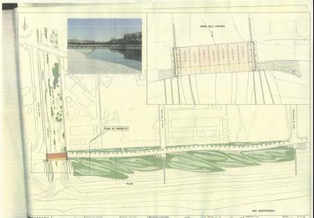 Plano del nuevo puente del paseo martimo de Gav Mar sobre la Riera dels Canyars y del nuevo tramo del paseo martimo
